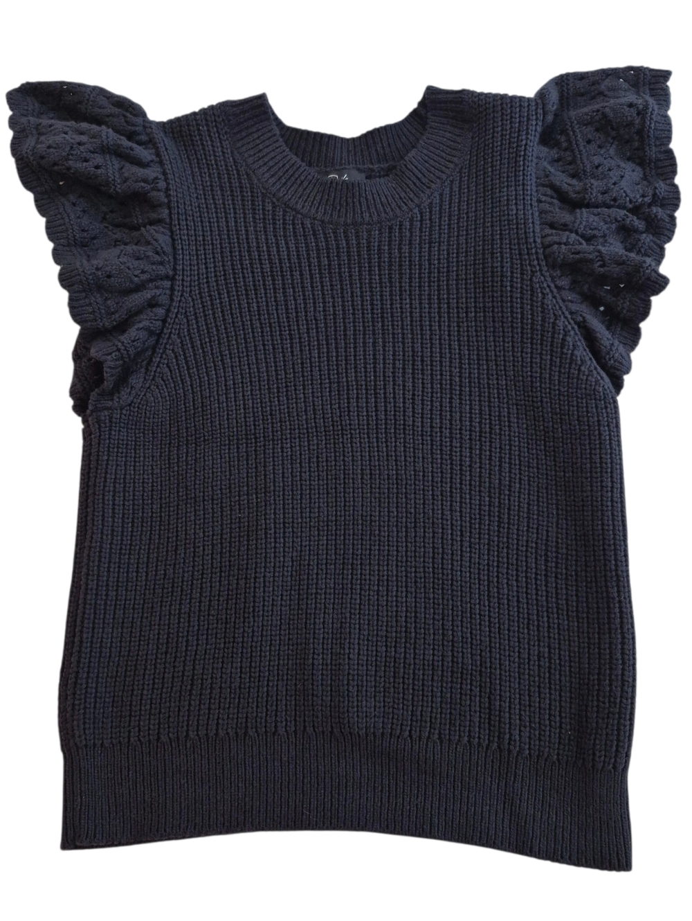 Rails Penelope Ruffle Sleeve Knit Crochet Sweater Vest Cotton Size S